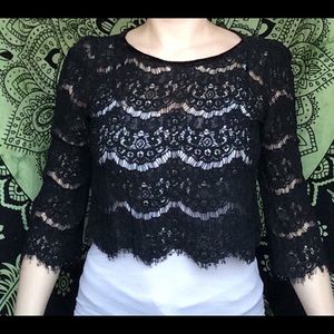 Black lace crop top